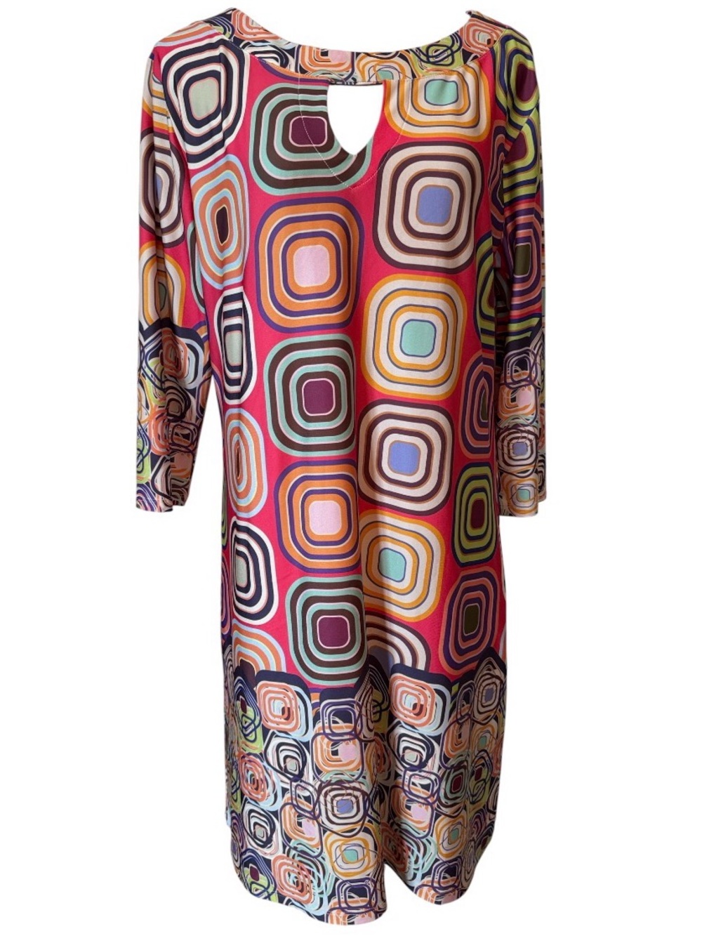 ISLE Art Deco 3/4 Sleeve Geo-Print Dress Multicolor Large NEW Contemporary Boho